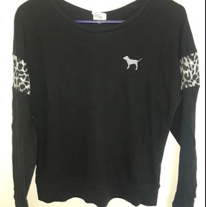 PINK Black and Leopard Cropped Shirt